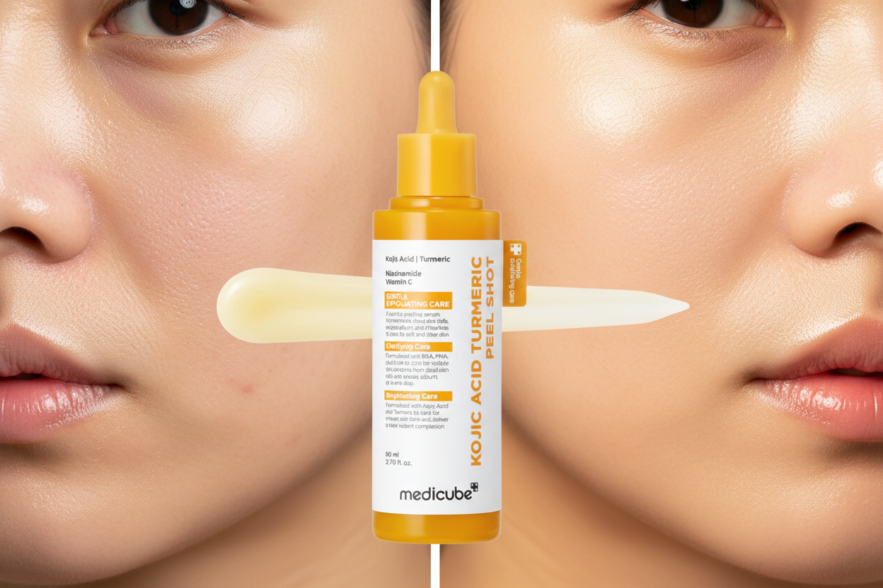 Avant après Kojic Acid Turmeric Peel Shot
